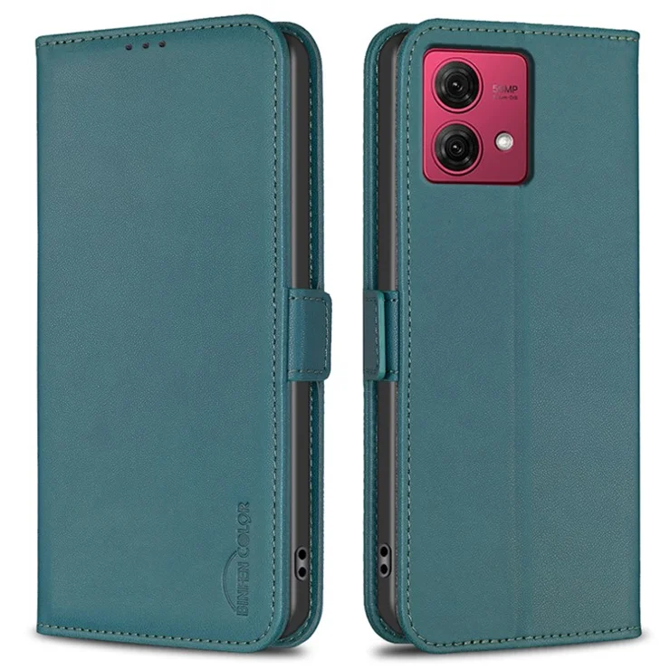 BINFEN COLOR BF31 For Motorola Moto G84 5G Case with Wallet Stand PU Leather Flip Phone Cover - Green