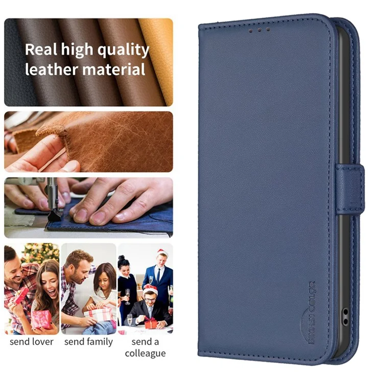 BINFEN COLOR BF31 For Samsung Galaxy A25 5G (Global) (161.0 x 76.5 x 8.3mm) Case with Wallet Stand PU Leather Flip Phone Cover - Blue