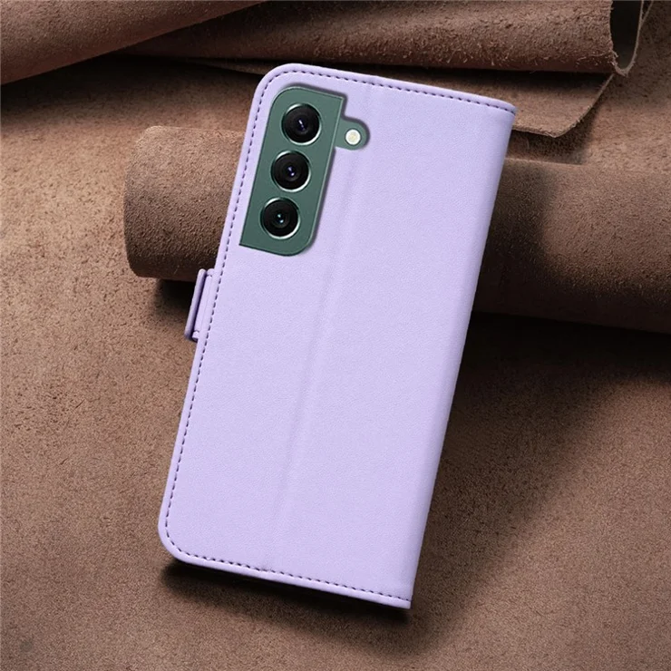 BINFEN COLOR BF31 For Samsung Galaxy S22 5G Case with Wallet Stand PU Leather Flip Phone Cover - Purple