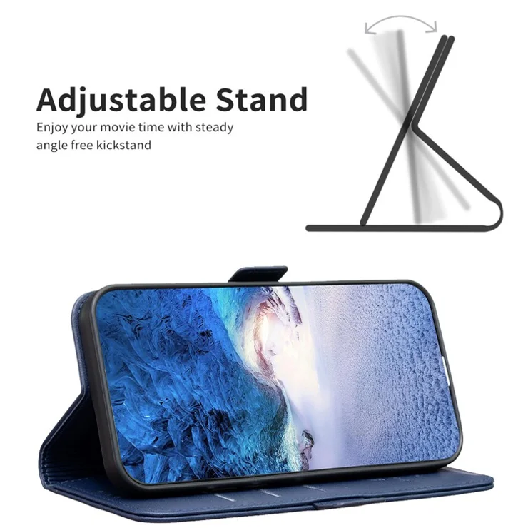 BINFEN COLOR BF31 For Samsung Galaxy S22 Ultra 5G Case with Wallet Stand PU Leather Flip Phone Cover - Blue