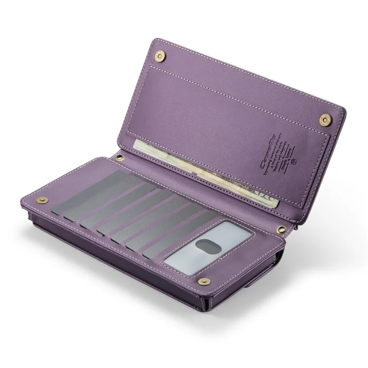 CASEME Me20 Crossbody Phone Bag for 4-7.6 inch Phones PU Leather Mobile Phone Bag Wallet Shoulder Strap - Purple