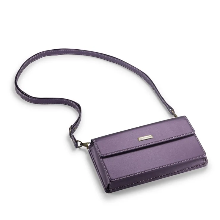 CASEME Me20 Crossbody Phone Bag for 4-7.6 inch Phones PU Leather Mobile Phone Bag Wallet Shoulder Strap - Purple
