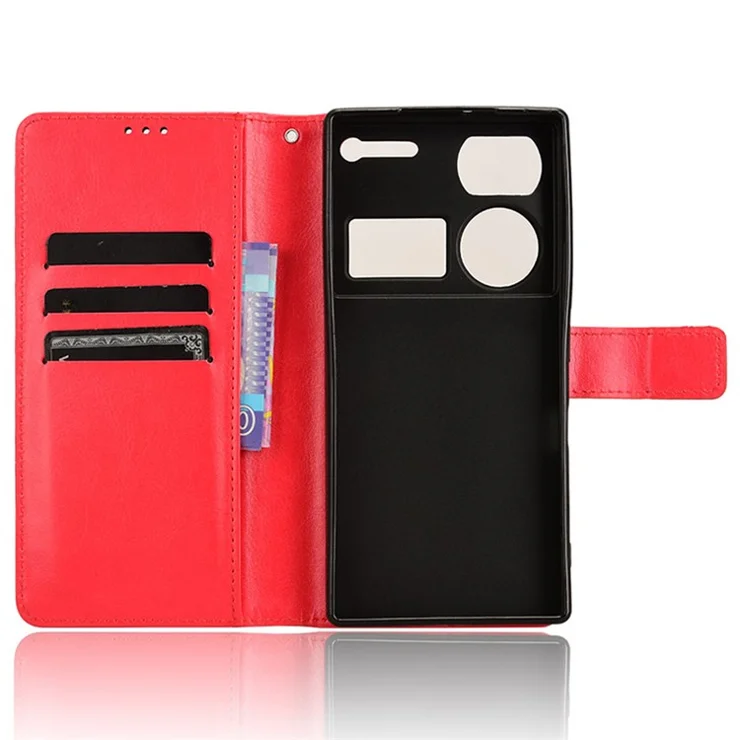 For ZTE nubia Z60 Ultra Leather Case with Strap Wallet Card Slots Phone Cover - Red