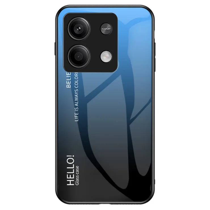 For Xiaomi Redmi Note 13 5G Gradient Phone Case Tempered Glass Cover - Gradient Blue Black