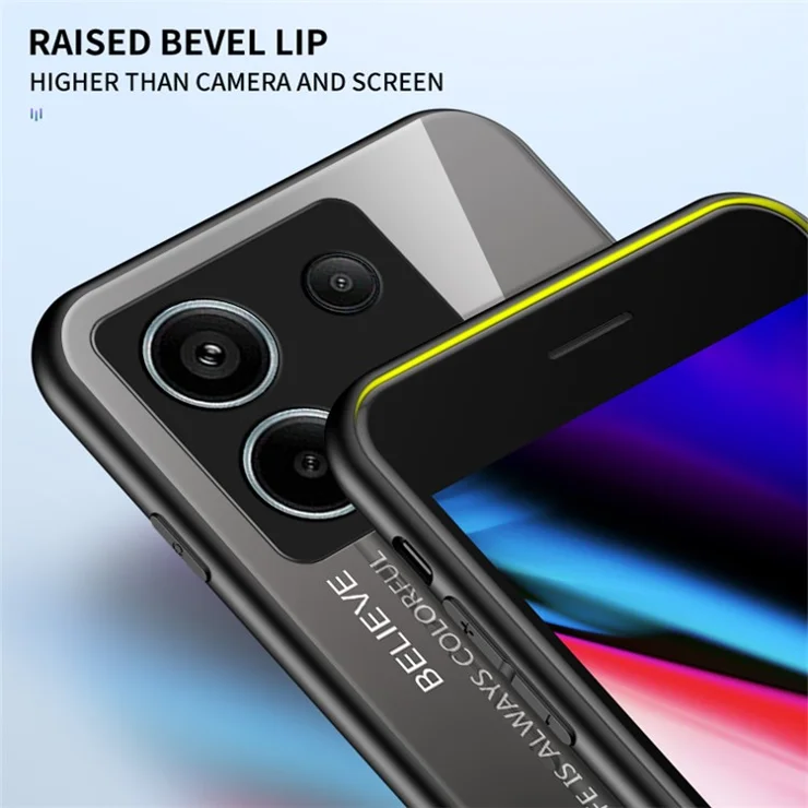 For Xiaomi Redmi Note 13 Pro 5G / Poco X6 5G Tempered Glass Case Shockproof Phone Cover - Gradient Pink Purple