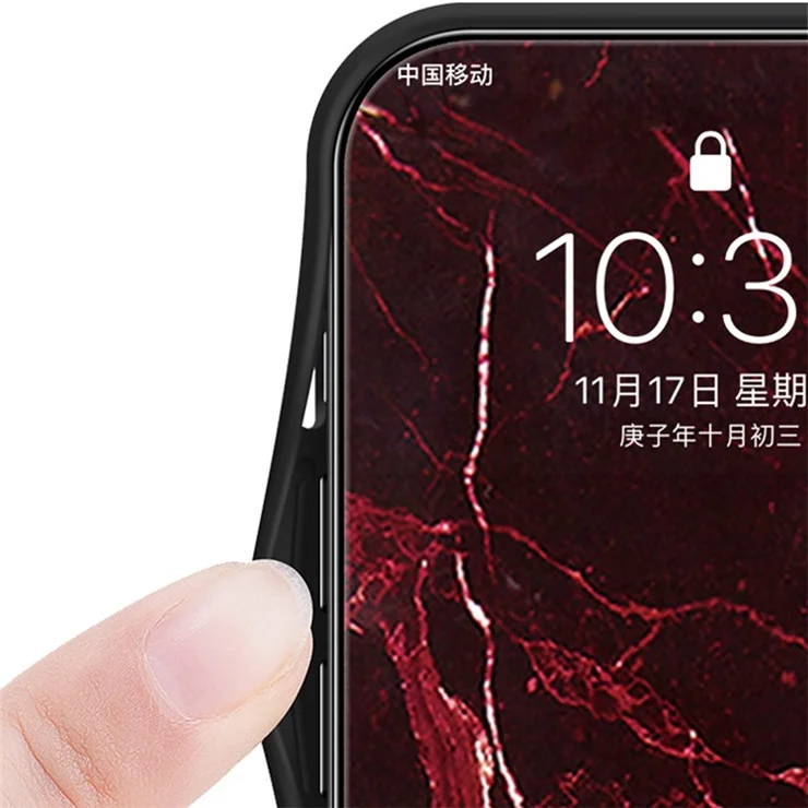 Marble Pattern Case for Samsung Galaxy S24+ Cover Slim-Fit Tempered Glass+PC+TPU Phone Shell - Blood Red Marble