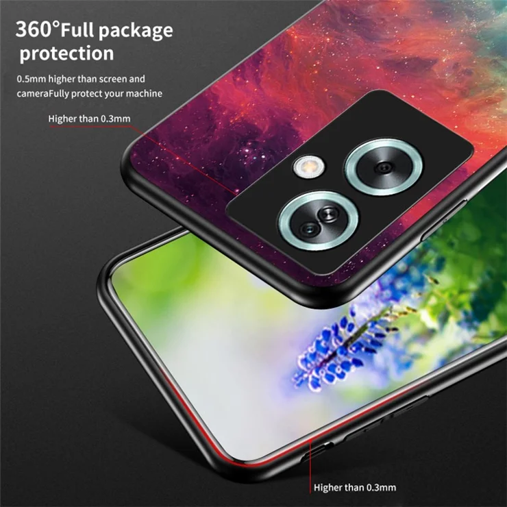 For Oppo A79 5G / A2 5G Case Starry Sky Pattern PC+TPU+Tempered Glass Anti-drop Protective Cover - Cosmic Starry Sky