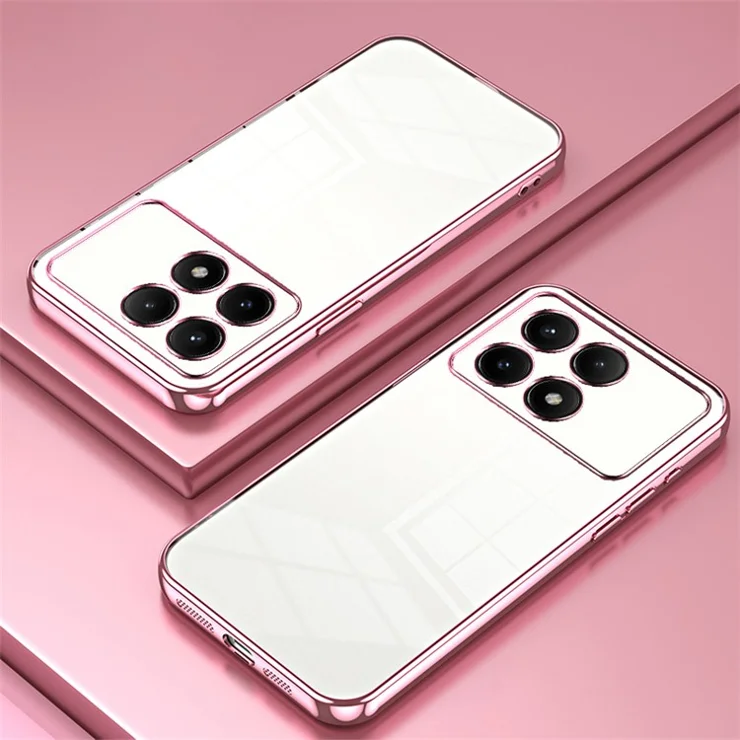 For Xiaomi Redmi K70E 5G / Poco X6 Pro 5G Cell Phone Case Soft TPU Electroplating Precise Lens Cutout Back Cover - Pink