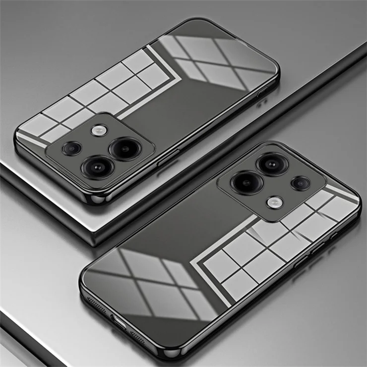 For Xiaomi Redmi Note 13 Pro 5G / Poco X6 5G Case Scratch-resistant TPU Electroplated Precise Lens Cutout Phone Shell - Black
