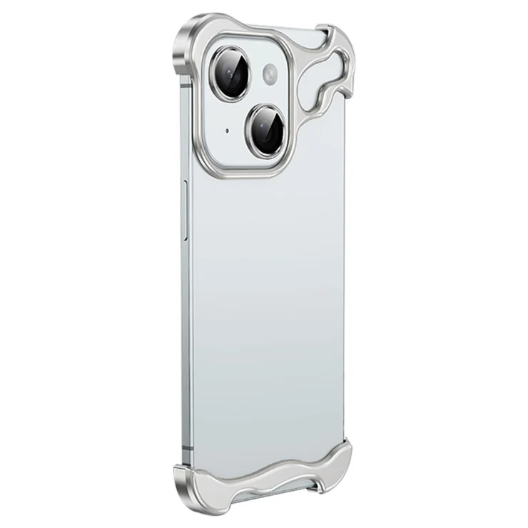 For iPhone 15 Plus Bumper Case Aluminium Alloy Corner Pad Protection - Silver