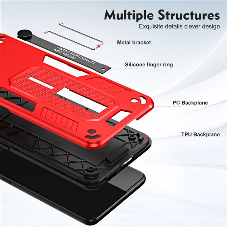 For TECNO Spark 10 4G / Spark 10C 4G PC+TPU Phone Case Hidden Metal Kickstand - Red