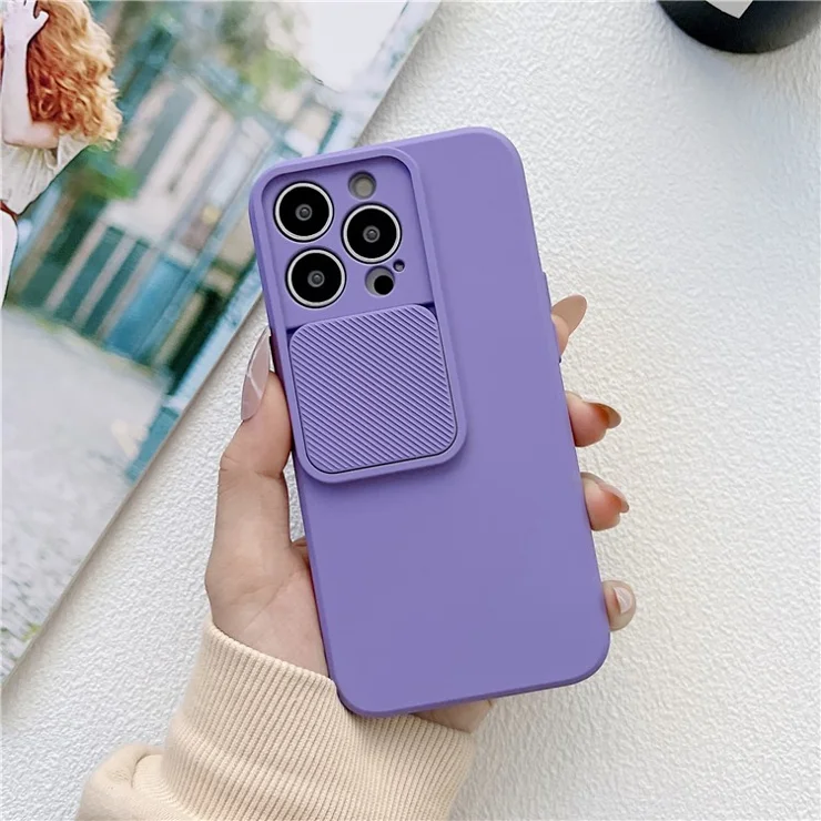 TMT Series for iPhone 13 Pro Max Phone Case Vertical Slide Camera Lens Protection TPU Cover - Purple