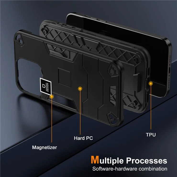 For Honor X6a 4G Case Anti-slip Phone Cover Hard PC Back with Soft TPU Bumper - Black