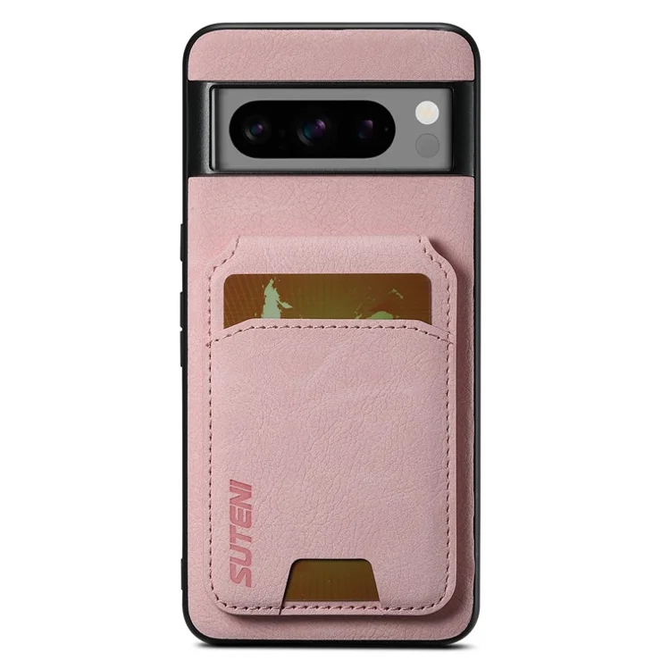 SUTENI H02 For Google Pixel 8 Pro Litchi Texture Case Vertical Flip Card Holder Protective Back Cover - Pink