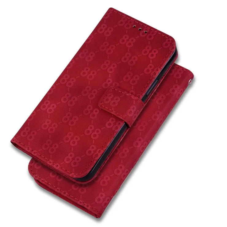 For Realme 11 4G (159.9x73.3x7.95mm) Leather Case Wallet Stand Cover Double 8-Shape - Red