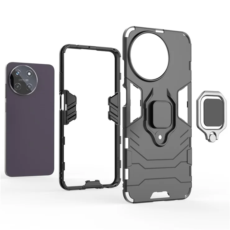 For Realme 11 4G (159.9x73.3x7.95mm) Phone Case PC+TPU Cover with Ring Kickstand - Blue