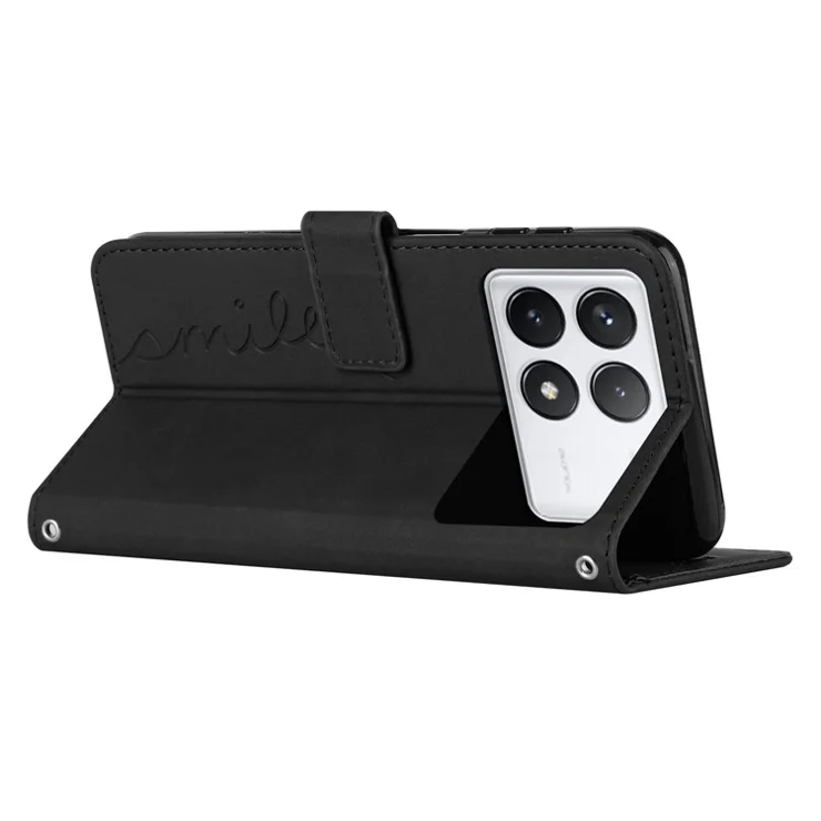 For Xiaomi Poco F6 Pro 5G / Redmi K70 5G / K70 Pro 5G Case Anti-Scratch PU Leather Magnetic Wallet Cover - Black