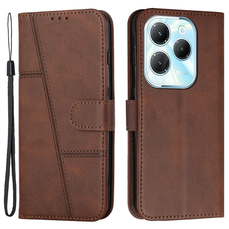 For Infinix Hot 40 / Hot 40 Pro Phone Case Wallet Stand Cover Calf Texture - Brown