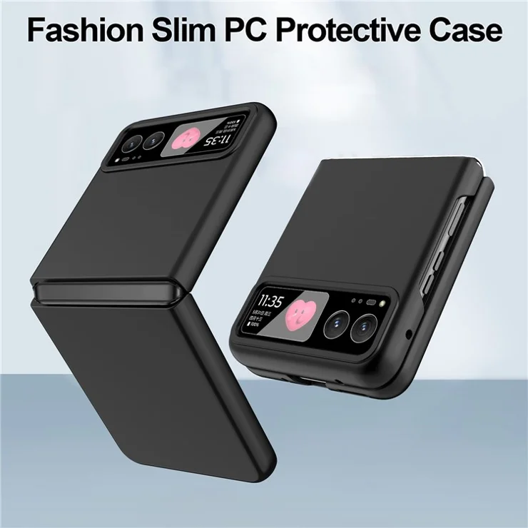 For Motorola Razr 40 5G Rubberized PC Phone Case with Tempered Glass Rear Screen Film - Cyan