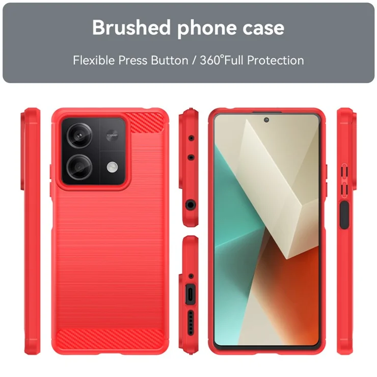 For Xiaomi Redmi Note 13 5G Cell Phone Shell Case TPU Carbon Fiber Texture Shell Cover - Red
