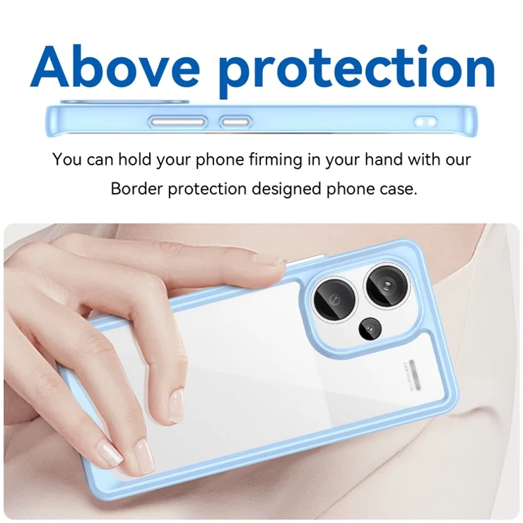 For Xiaomi Redmi Note 13 Pro+ 5G Phone Case TPU + Acrylic Cover Colorful Frame - Blue