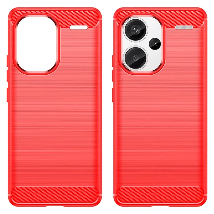 Phone Cover for Xiaomi Redmi Note 13 Pro+ 5G Case TPU Carbon Fiber Texture Phone Shell - Red