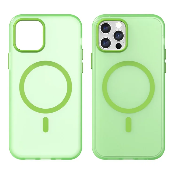 For iPhone 12 Pro Max 6.7 inch Magnetic Case Translucent Matte TPU + PC Phone Cover Compatible with MagSafe - Green