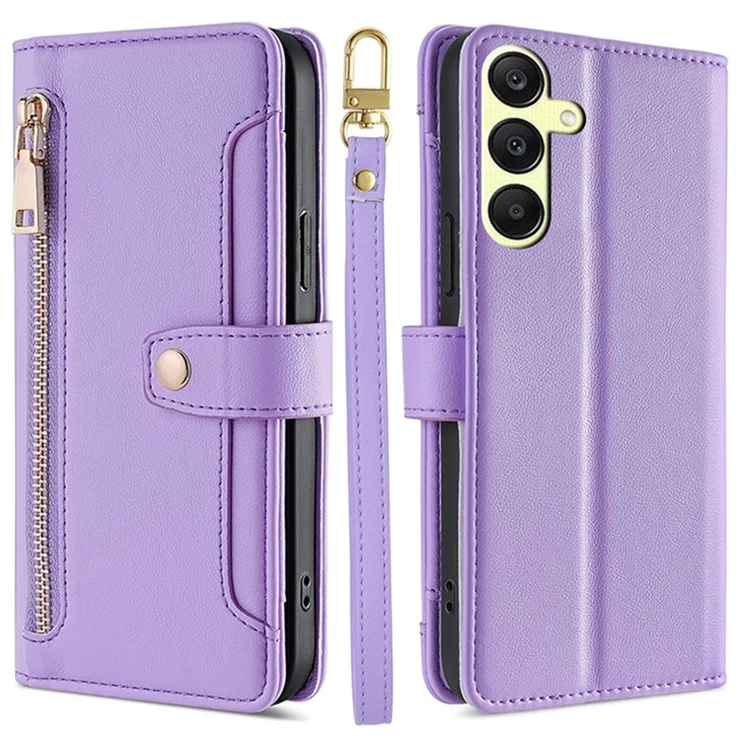 Wallet Case for Samsung Galaxy A25 5G (Global) (161.0 x 76.5 x 8.3mm) Shell Anti-fall Leather Phone Cover - Purple