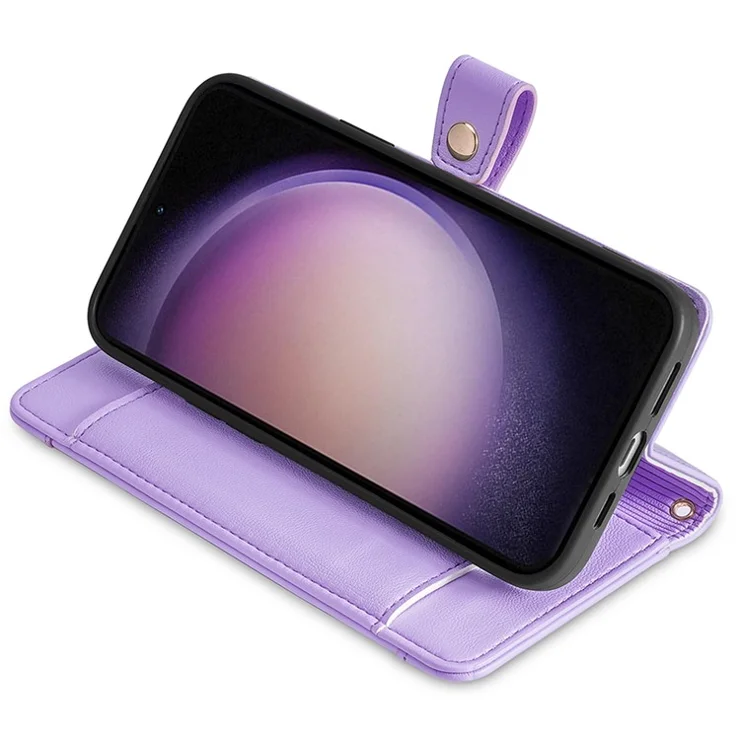 Wallet Case for Samsung Galaxy A25 5G (Global) (161.0 x 76.5 x 8.3mm) Shell Anti-fall Leather Phone Cover - Purple