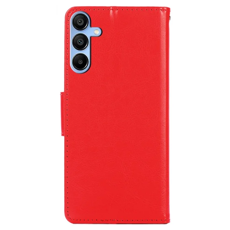For Samsung Galaxy A15 4G / 5G Leather Case Phone Cover with Wallet Stand - Red