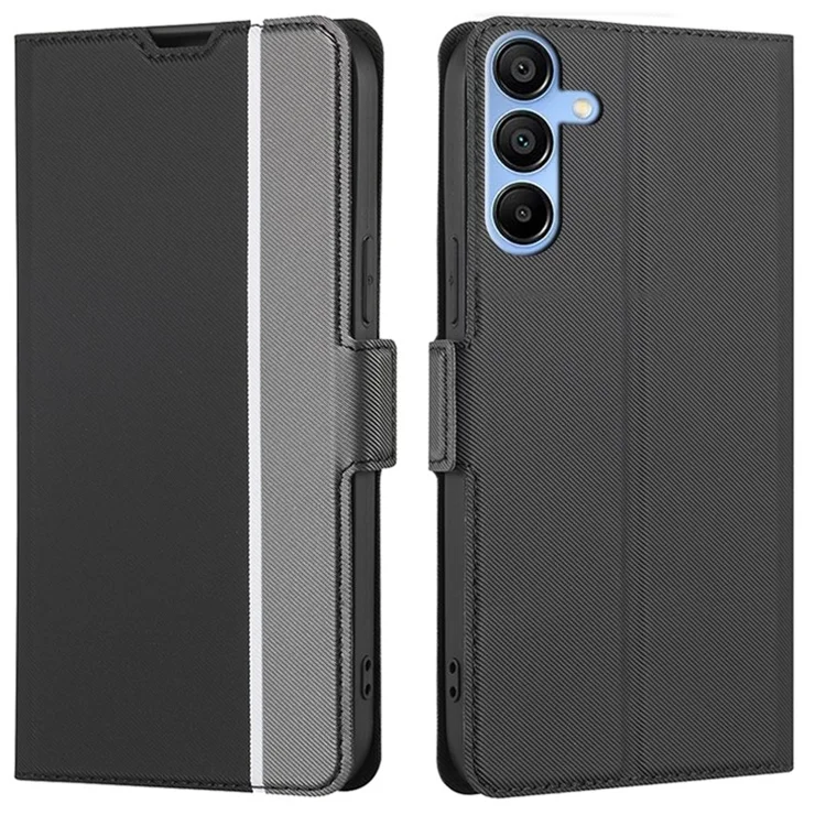 For Samsung Galaxy A15 5G / 4G PU Leather Flip Cover Stand Shockproof Phone Case - Black