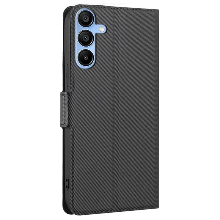 For Samsung Galaxy A15 5G / 4G PU Leather Flip Cover Stand Shockproof Phone Case - Black