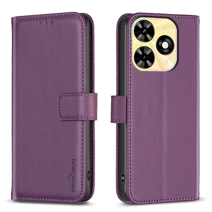 BINFEN COLOR BF17 For Infinix Smart 8 4G Leather Cover Viewing Stand Wallet Phone Case - Dark Purple