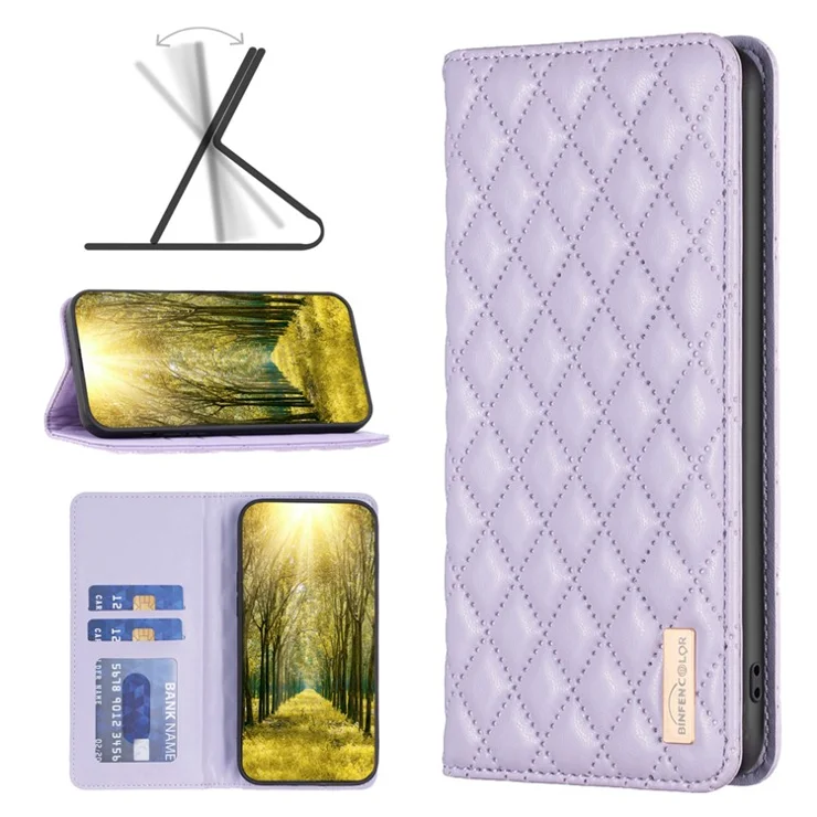 BINFEN COLOR BF Style-16 For Honor X9b 5G / Magic6 Lite 5G Leather Case Card Slot Stand Phone Cover - Purple