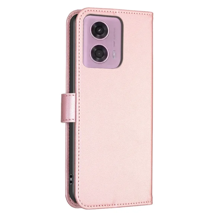 For Motorola Moto G45 5G / G34 5G Leather Case Clover Pattern Wallet Phone Cover - Pink