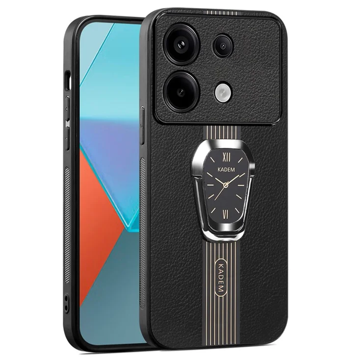 KADEM For Xiaomi Redmi Note 13 4G Cell Phone Case Electroplating Watch Pattern Design Shell - Black
