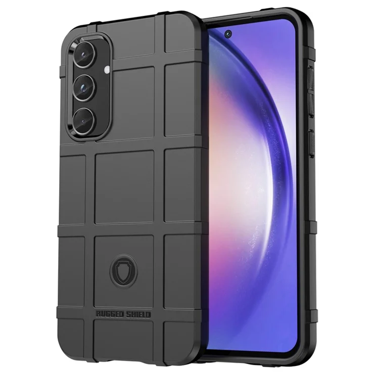 For Samsung Galaxy A55 5G Case Anti-Scratch Square Grid TPU Shell Phone Cover - Black