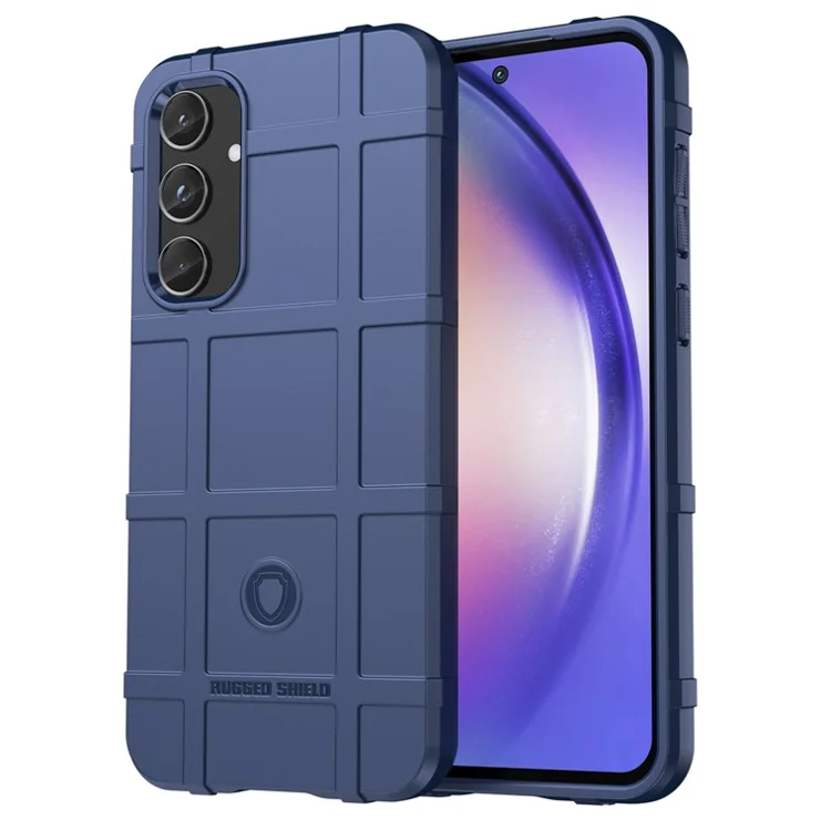 For Samsung Galaxy A55 5G Case Anti-Scratch Square Grid TPU Shell Phone Cover - Blue