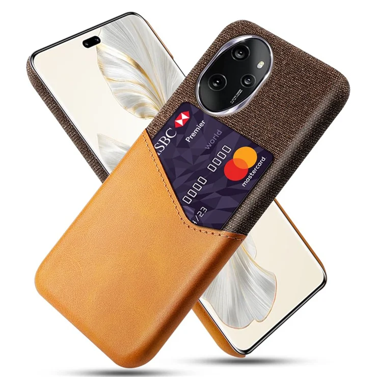 For Honor 100 Pro 5G Card Holder Phone Case Cloth Texture Protective Cover - Orange