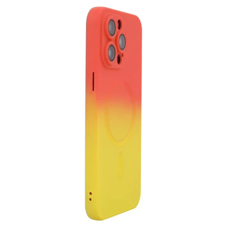 ENAKY HAT PRINCE For iPhone 14 Pro Silicone Phone Case Compatible with MagSafe - Orange+Yellow