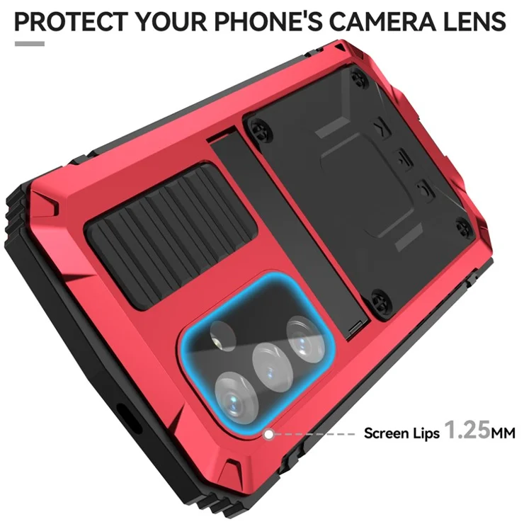 R-JUST For Samsung Galaxy S24 Kickstand Phone Case Shockproof Tough Armour PC+Silicone+Metal Cover - Red