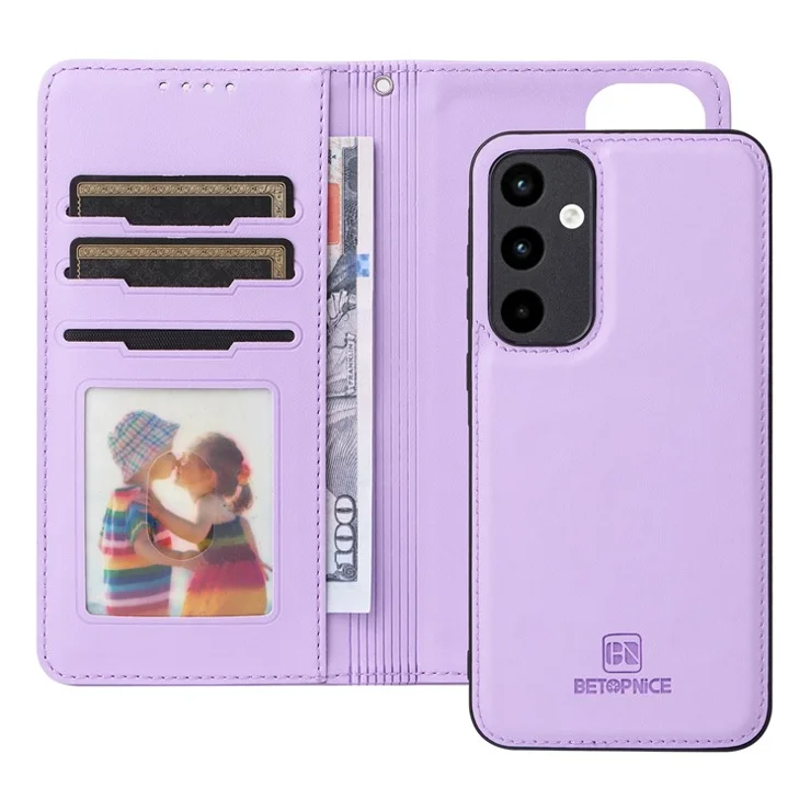 For Samsung Galaxy A35 5G Magnetic Case BETOPNICE Detachable PU Leather Phone Cover with Strap - Purple
