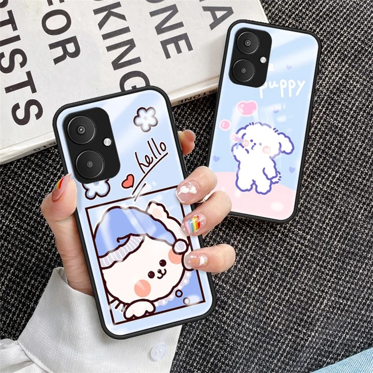 For Xiaomi Redmi 13C 5G / 13R 5G / Poco M6 5G Tempered Glass Case Cartoon Pattern Phone Cover - Aerospace Rabbit