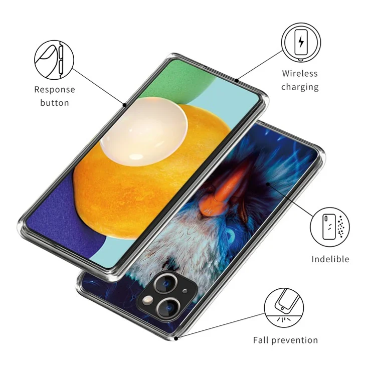 For iPhone 15 Cell Phone Case TPU Pattern Printing Design Protective Shell - Falcon