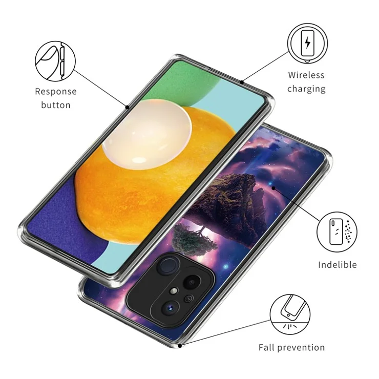 For Xiaomi Redmi 12C 4G Pattern IMD Phone Case Shockproof Protective TPU Back Cover - Aurora Night