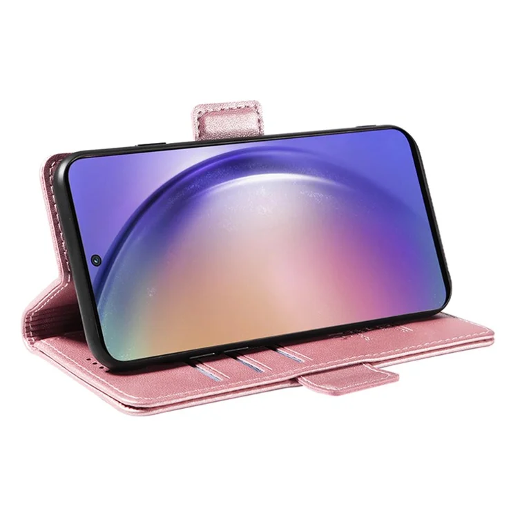 YIKATU YK-003 For Samsung Galaxy A55 5G Wallet Leather Case Side Magnetic Clasp - Rose Gold