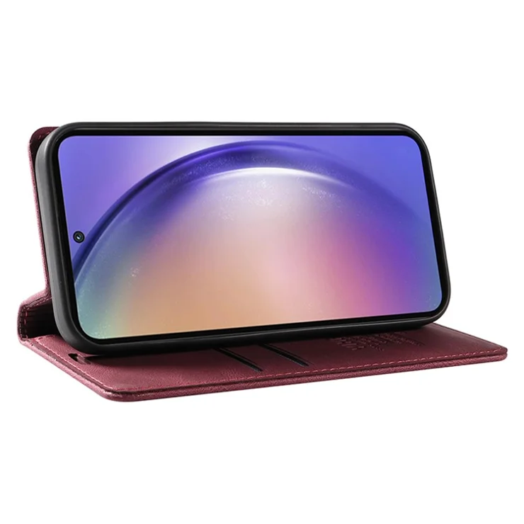 YIKATU YK-004 For Samsung Galaxy A55 5G Case Strong Magnetic PU Leather Phone Cover - Wine Red