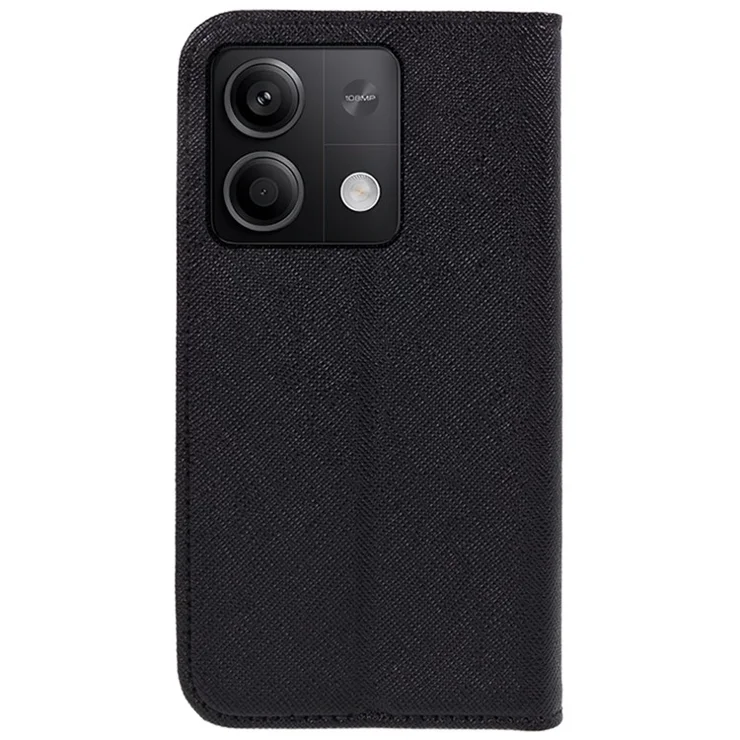 For Xiaomi Redmi Note 13 Pro 5G / Poco X6 5G Case Stand Dustproof Phone Cover Cross Texture PU Leather Shell - Black
