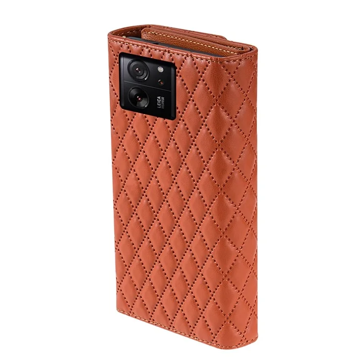 BKS-002 For Xiaomi Redmi K60 Ultra / 13T / 13T Pro Case Wallet Phone Cover with Zipper Pocket 7 Card Slots - Brown