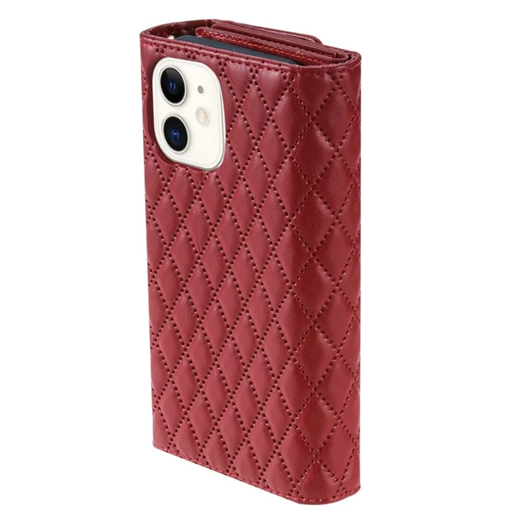 BKS-002 For iPhone 11 Folio Flip Cover Card Slots Stand Wallet Phone Case - Red